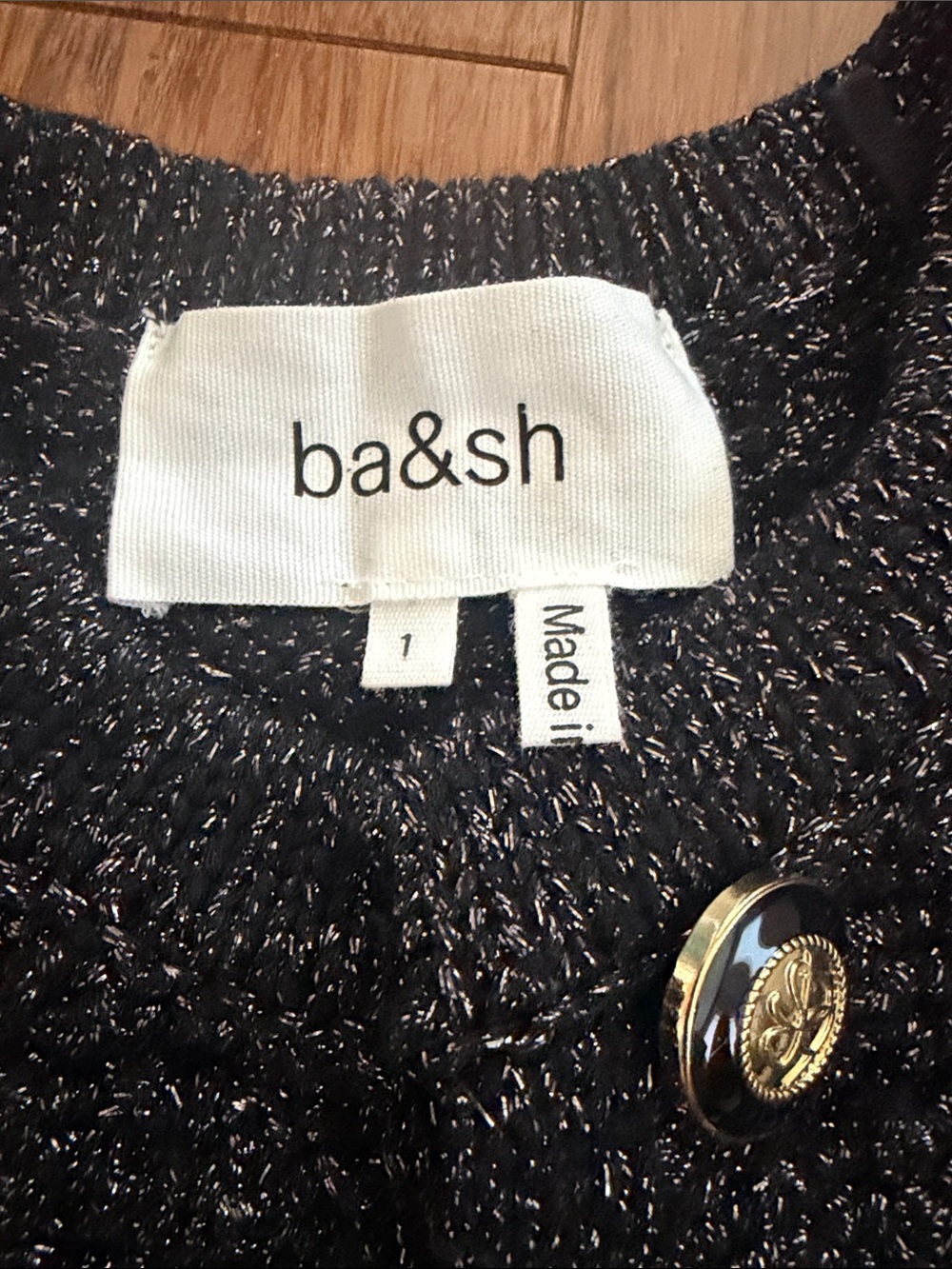 ba&sh Black Chunky Ribbed Button-Front Cardigan - Picture 5 of 5